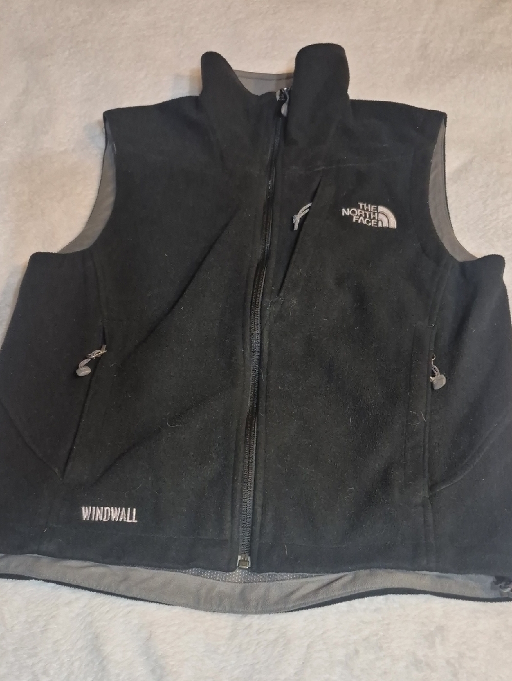 The North Face Black WindWall Fleece Vest with Gray Trim